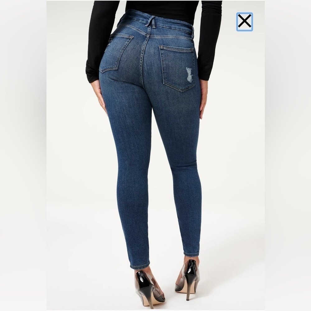 Good American Good Legs Blue 265 Distressed High Rise Skinny Jeans - Picture 3 of 10